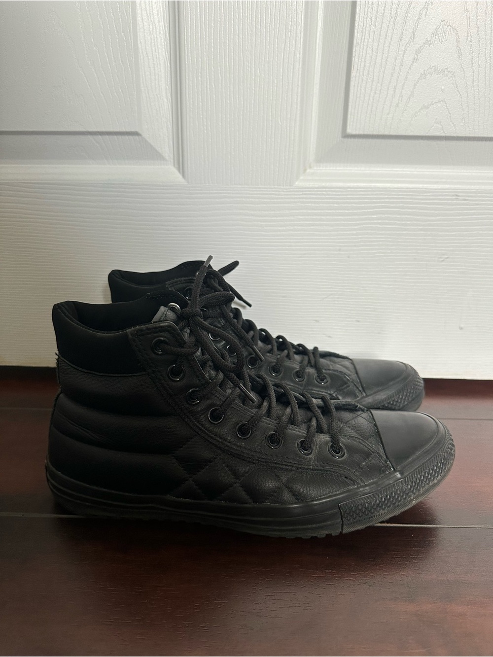 Size 9 Converse Men’s Chuck Taylor All Star PC Hi Black Leather Sneakers - Picture 3 of 9